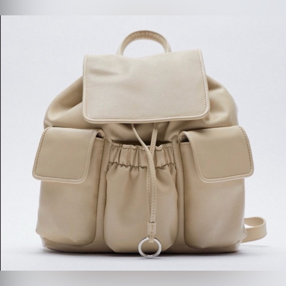 NEW ZARA CREAM COLOR BACKPACK - Picture 2 of 7